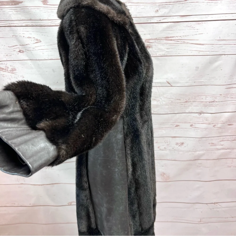 Vintage Russian Princess Leather Faux Fur Corset Penny Lane Coat